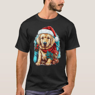Camiseta Cachorro Golden Retriever Festivo Natal Perfeito p