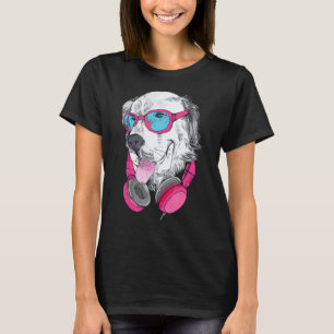 Camiseta Cachorro Golden Retriever Fofo Com Óculos De Sol E