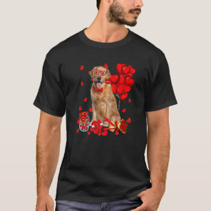 Camiseta Cachorro Golden Retriever Fofo Coração Dia dos Nam