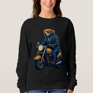 Camiseta Cachorro golden retriever fofo dirige motocicleta