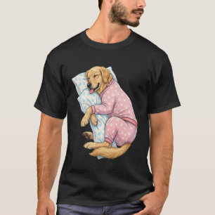 Camiseta Cachorro Golden Retriever Fofo Dormindo em Roupas 