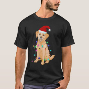 Camiseta Cachorro Golden Retriever Luzes da Árvore de Natal