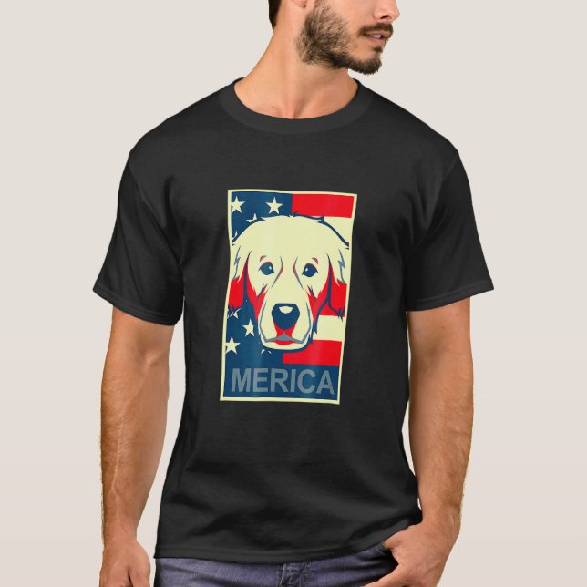 Camiseta Cachorro Golden Retriever Merica 4 De Jul (Frente)