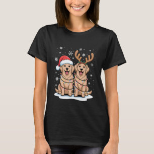 Camiseta Cachorro Golden Retriever Natal Chapéu do Papai No