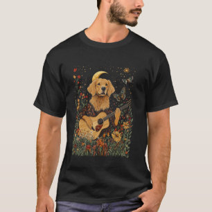 Camiseta Cachorro Golden Retriever Tocando Guitarra Cottage