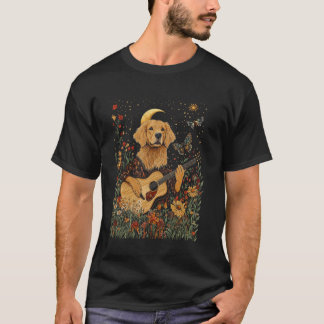 Camiseta Cachorro Golden Retriever Tocando Guitarra Cottage