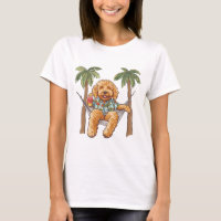 Cachorro Goldendoodle com Roupa Havaiana
