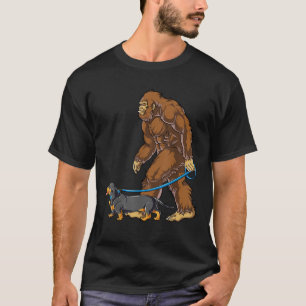 Camiseta Cachorro Grande Caminhando Dachshund Sasquatch Hom