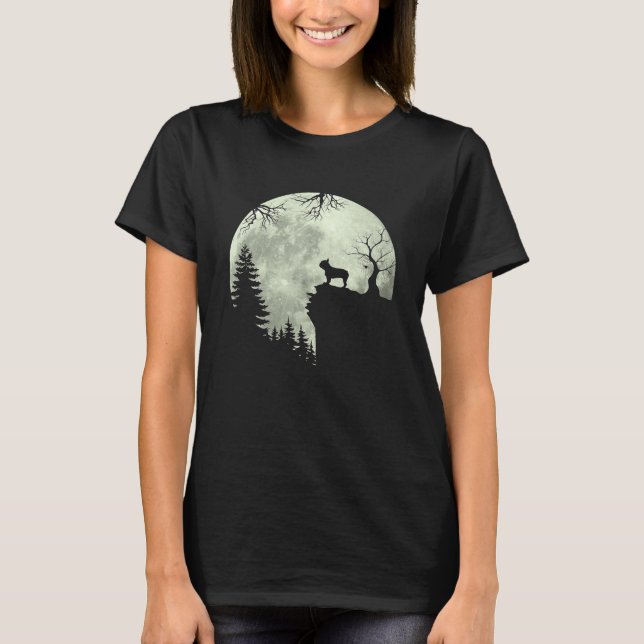 Camiseta Cachorro-Grande Francês E Gato-Lua No Cachorro-Flo (Frente)