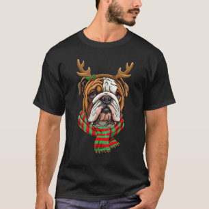 Camiseta Cachorro-Grande Inglês Reindeer Santa Hat F