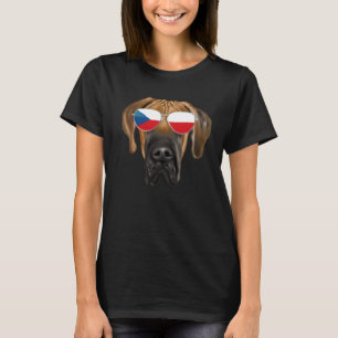Camiseta Cachorro Great Dane Marrom Bandeira Checa Repúblic