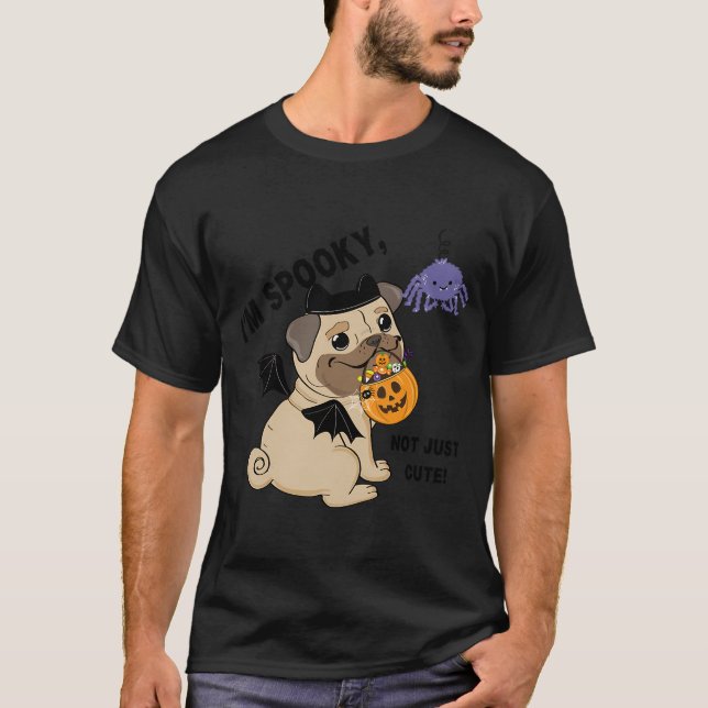 Camiseta Cachorro Halloween, pug engraçado (Frente)