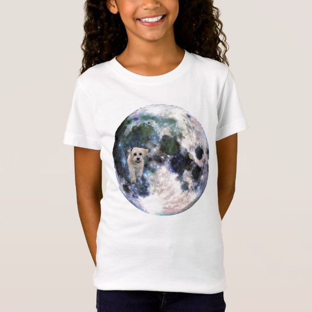 Camiseta Cachorro Havanês, Camiseta, orbitando a lua (Frente)