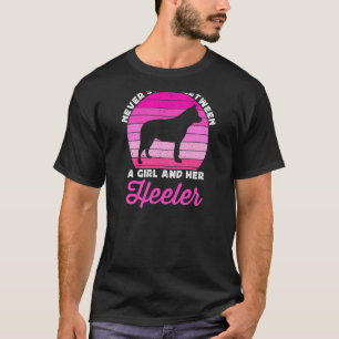 Camiseta Cachorro Heeler Para Meninas Crianças Azul Vermelh