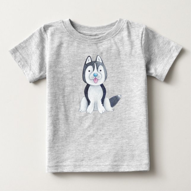 Camiseta Cachorro Husky Bebê Pet Fofo (Frente)