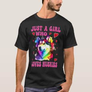 Camiseta Cachorro Husky Colorido Só Uma Garota Que Ama Husk