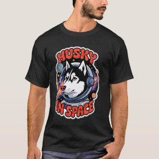 Camiseta Cachorro Husky Engraçado no Espaço Design Crianças