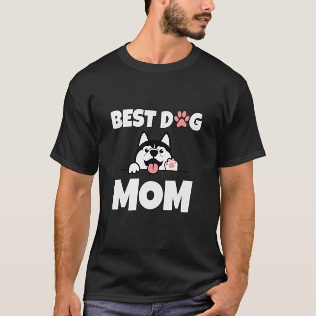 Camiseta Cachorro Husky Melhor Mãe Engraçado (Frente)