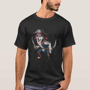 Camiseta Cachorro Husky Pirata Engraçado Halloween Homens M