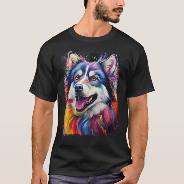 Camiseta Cachorro Husky Pop Art (Frente)