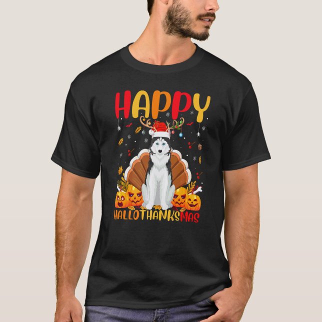 Camiseta Cachorro Husky Siberiano Feliz Cachorro Hellothank (Frente)
