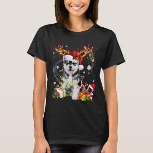 Camiseta Cachorro Husky Siberiano Fofo Ilumina Papai Noel
