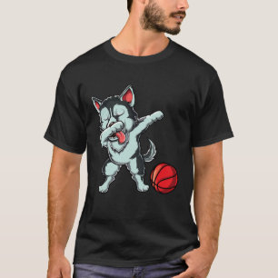 Camiseta Cachorro Husky Siberiano Fofo Se Dando Dab Basquet