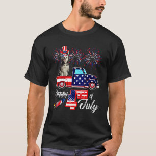 Camiseta Cachorro Husky Vestindo Óculos de Sol Bandeira Ame