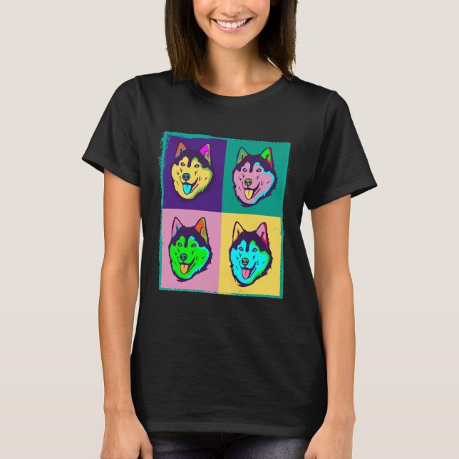Camiseta Cachorro I Pop Art Siberian Husky (Frente)