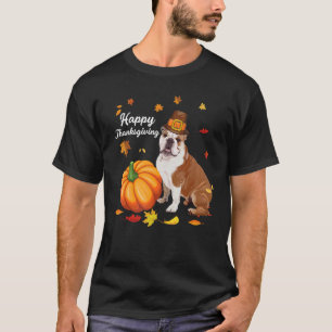 Camiseta Cachorro Inglês Cai Feliz Dia de Ação de Graças