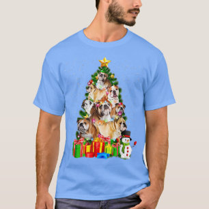 Camiseta Cachorro inglês touro de Natal Árvore Engraçada to