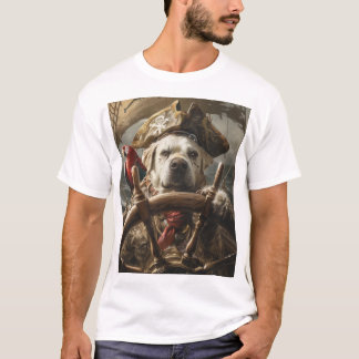 Camiseta Cachorro Irritado no Chapéu Pirata guiando a camis