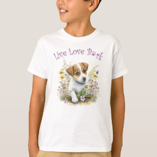 Camiseta Cachorro Jack Russell Fofo Floral