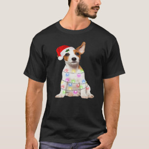 Camiseta Cachorro Jack Russell Papai Noel Árvore de Natal L