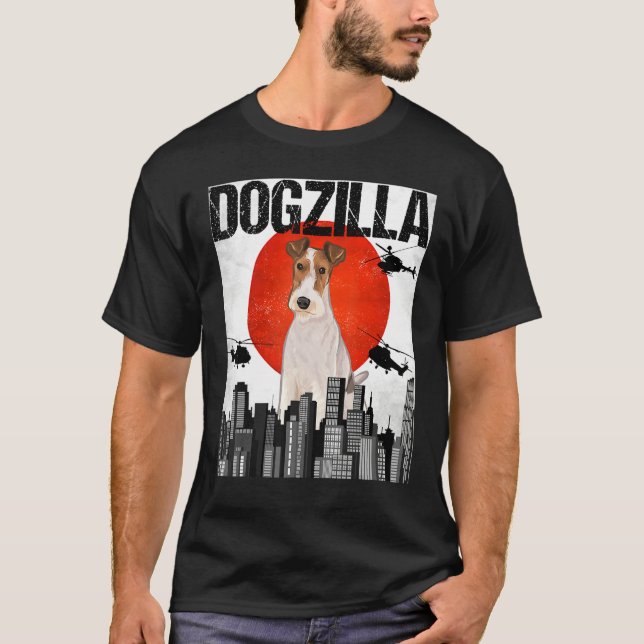 Camiseta Cachorro Japonês Antigo Dogzilla Wire Fox Terrier (Frente)