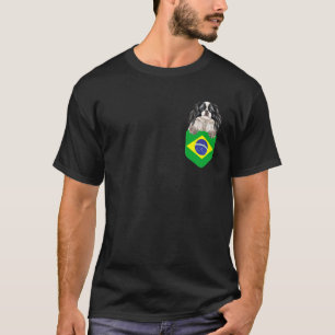 Camiseta Cachorro Japonês Chin com Bandeira do Brasil no Bo