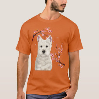 Camiseta Cachorro japonês Flor Sakura Flor V
