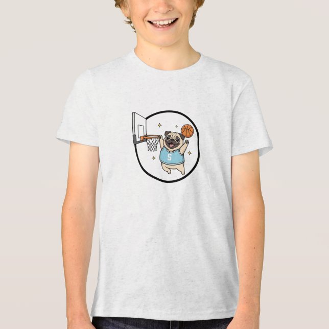 Camiseta cachorro jogando basquete (Frente)