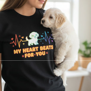 Camiseta Cachorro Kawaii Fofo Meu Coração Bate Por Você