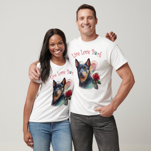 Camiseta Cachorro Kelpie Australiano Floral Fofo (Unissex)