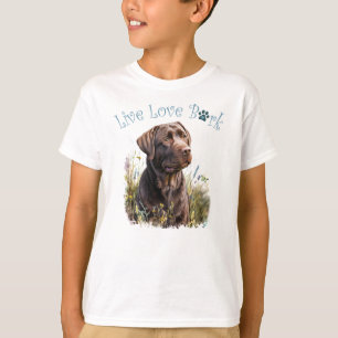 Camiseta Cachorro Lab Chocolate Fofo Floral