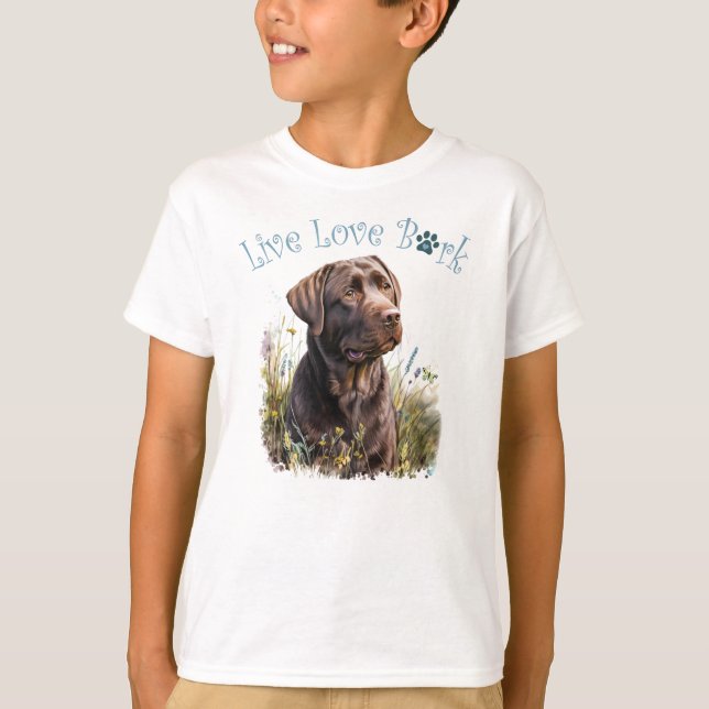 Camiseta Cachorro Lab Chocolate Fofo Floral (Frente)