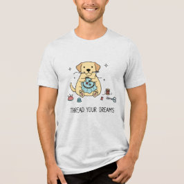 Camiseta Cachorro Labrador Amarelo Aconchegante Bordado Art