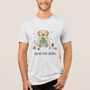 Camiseta Cachorro Labrador Amarelo Aconchegante Bordado Art