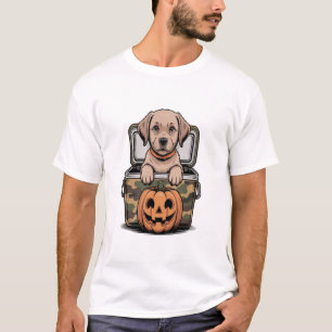 Camiseta Cachorro Labrador Marrom Halloween Assustador