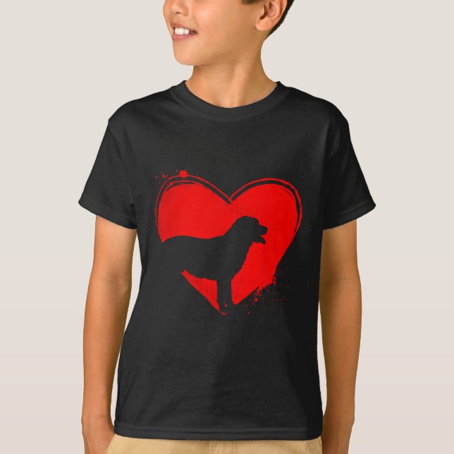 Camiseta Cachorro Labrador Retriever Coração Forma Dia dos  (Frente)