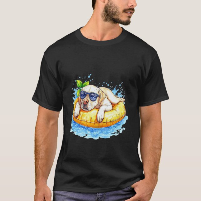 Camiseta Cachorro Labrador Retriever Engraçado Relaxando Fl (Frente)
