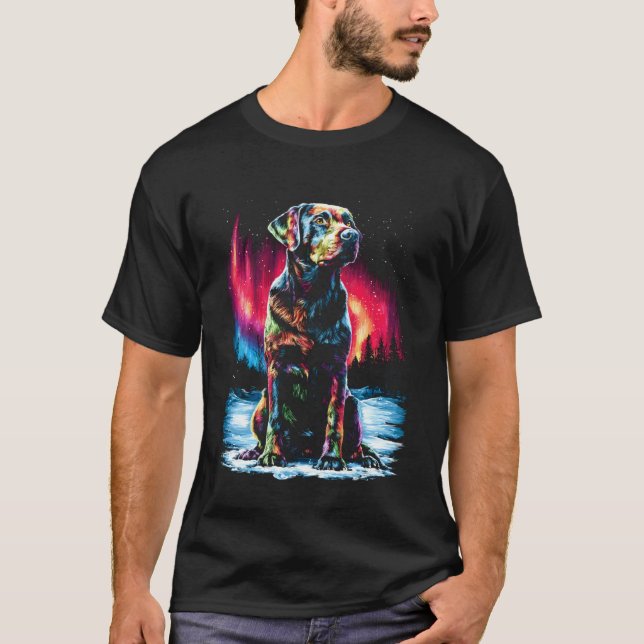 Camiseta Cachorro Labrador Retriever Fofo Aurora Boreal Inv (Frente)