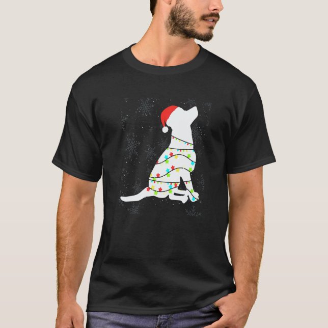 Camiseta Cachorro Labrador Retriever Luzes de Natal (Frente)