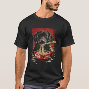 Camiseta Cachorro Labrador Retriever Preto Comendo Macarrão